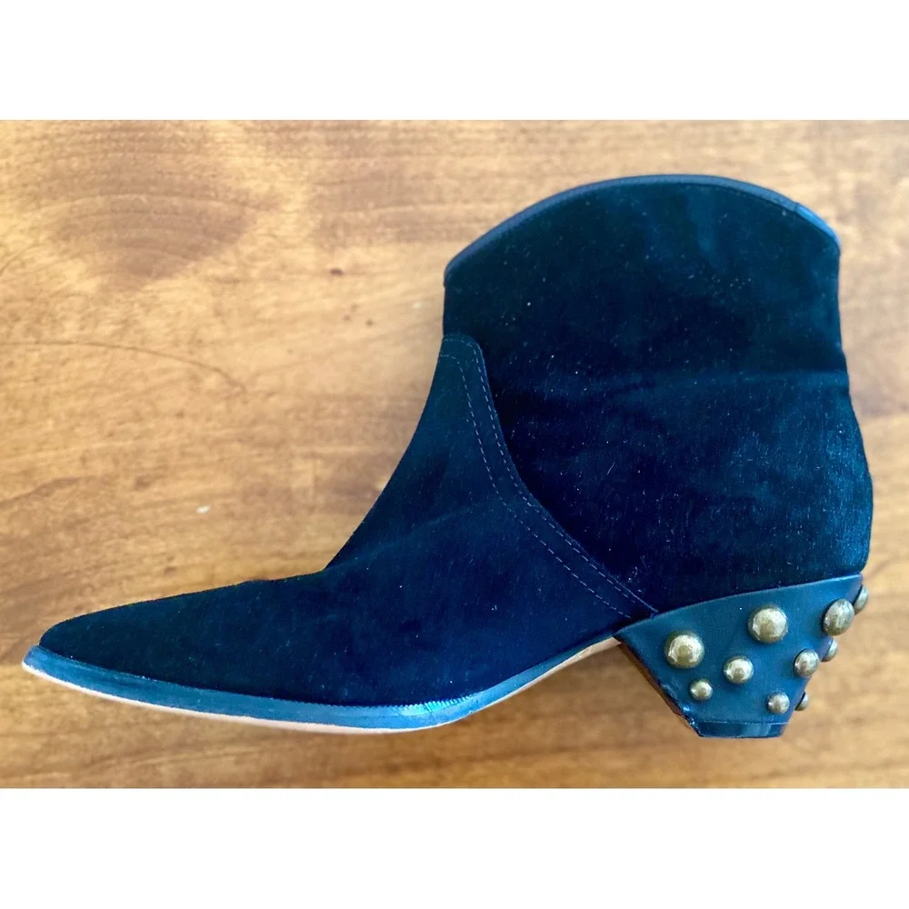 Marc Fisher LTD Rippa Black Suede Studded Heel Booties Womens 6.5M Ankle Boots